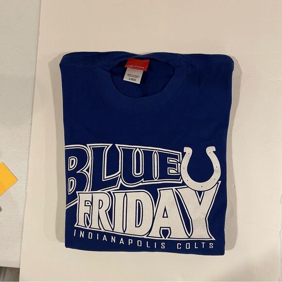 Vintage Y2K Reebok long sleeve T shirt Indianapolis Colts Blue Friday Sz L - Picture 2 of 7